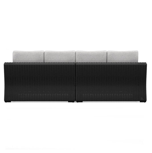 Beachcroft - 2-Piece Outdoor Loveseat with Cushion - Black / Light Gray