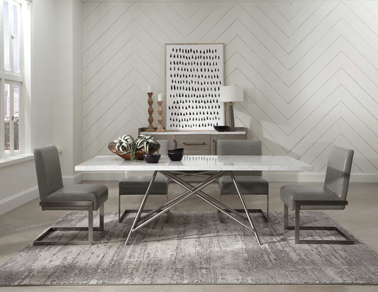 Coral - Synthetic Leather Upholstered Dining Chair (Set of 2) - Carrara / Stainless Steel