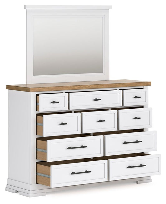 Ashbryn - Dresser And Mirror - White / Natural