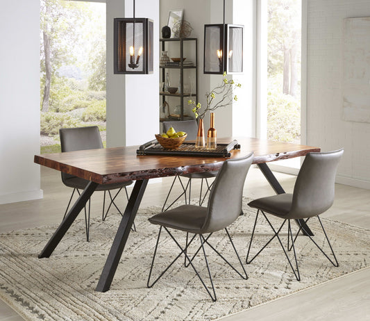 Reese - Live Edge Solid Wood Metal Leg Dining Table - Natural Acacia