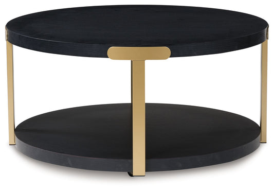 Shylore - Occasional Table Set (Set of 3) - Black / Brass Finish