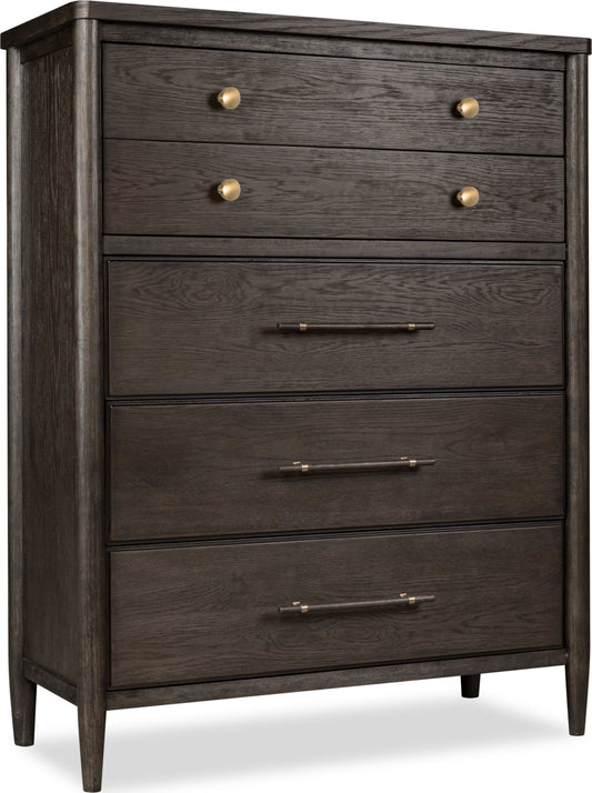 Rockport - Five Drawer Oak Wood Chest - Yin