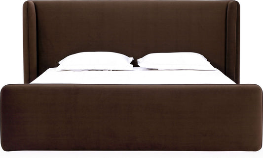 Formosa Bacall - Queen Velvet Upholstered Wingback Platform Bed - Cola