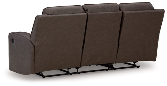 Lavenhorne - Reclining Sofa With Drop Down Table - Umber