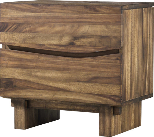 Ocean - Two Drawer Solid Wood Nightstand - Natural Sengon