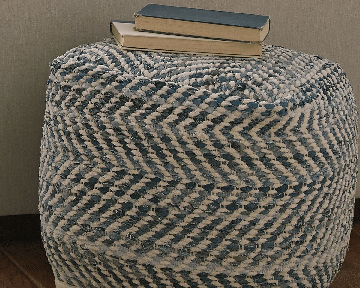 Chevron - Pouf - Blue