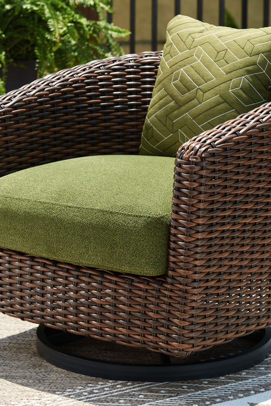 Horizon Hall - Swivel Lounge With Cushion - Brown / Green