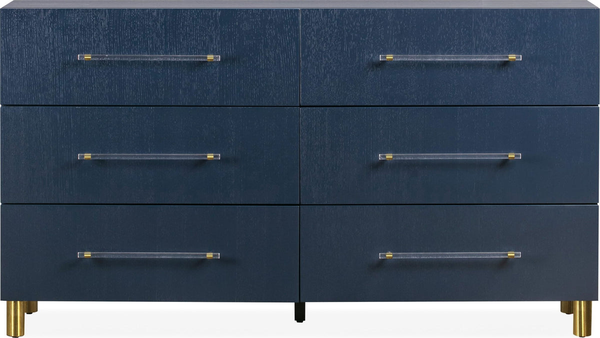 Argento - Six Drawer Dresser - Navy Blue And Burnished Brass (2024)