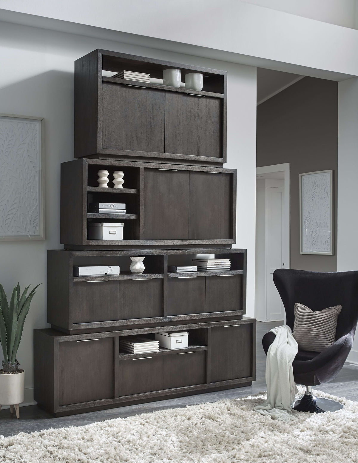Oxford - Solid Wood 74" Media Console - Basalt Gray