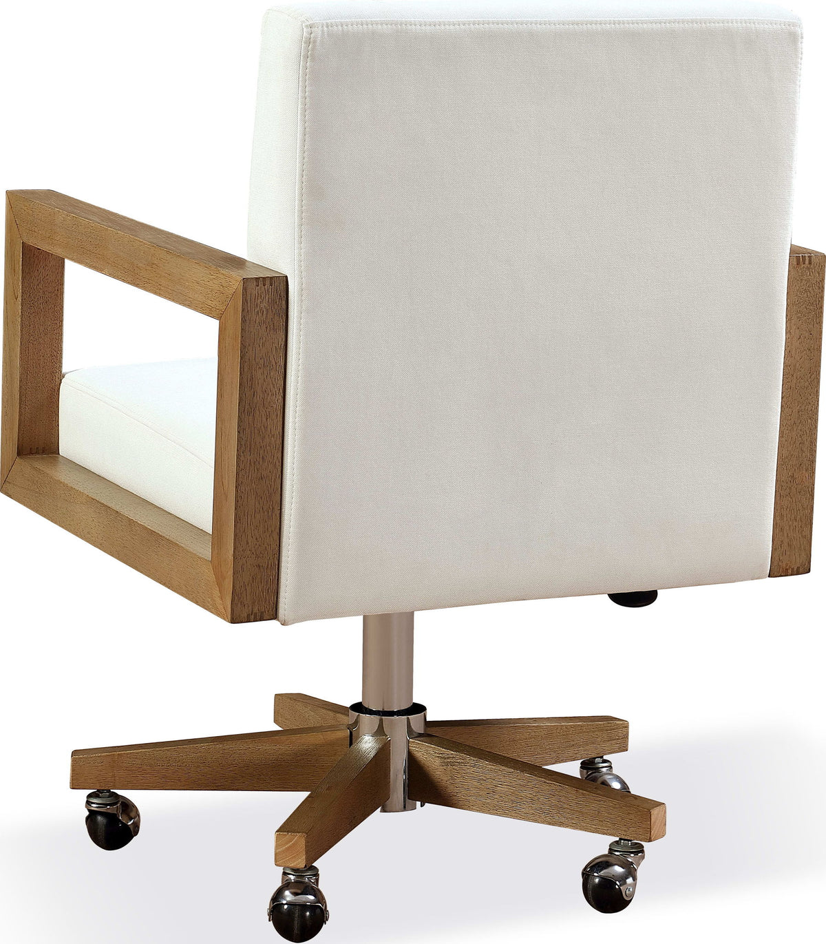 One - Wood Frame Home Office Chair - Solid Wood And White Canvas
