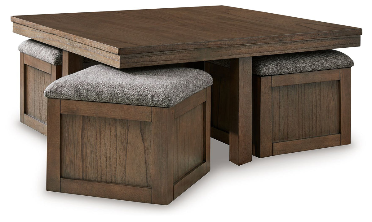 Boardernest - Cocktail Table With 4 Stools (Set of 5) - Brown