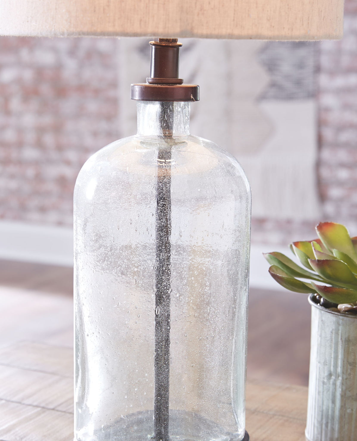 Bandile - Glass Table Lamp - Clear / Bronze Finish