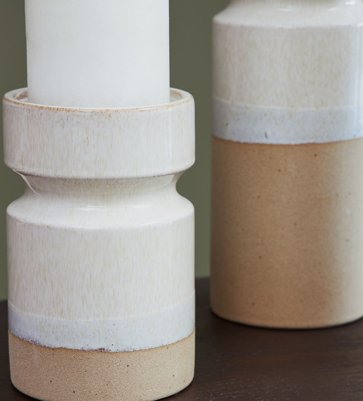 Hurston - Candle Holder Set (Set of 3) - Ivory / Brown