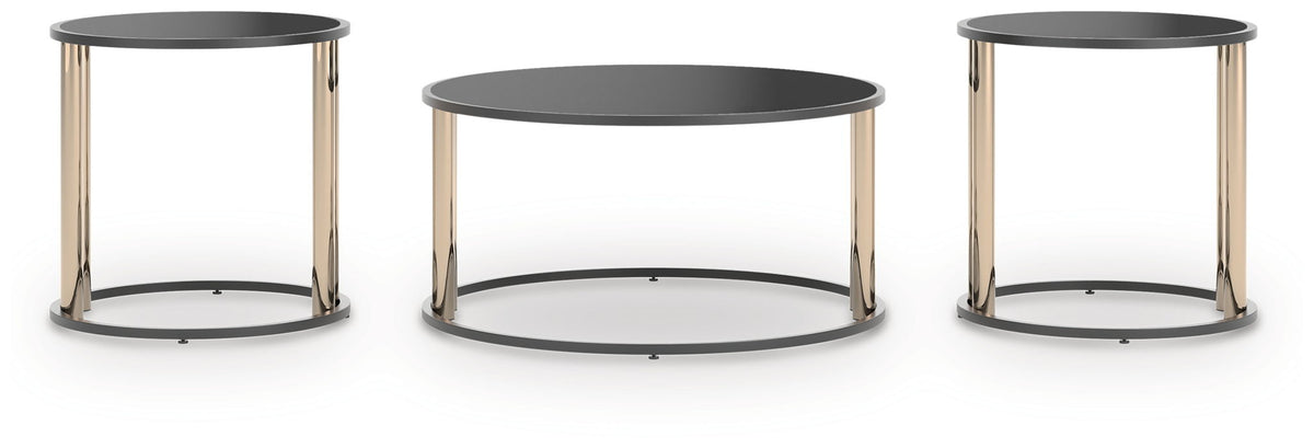 Hannerly - Occasional Table Set (Set of 3) - Black / Gold Finish