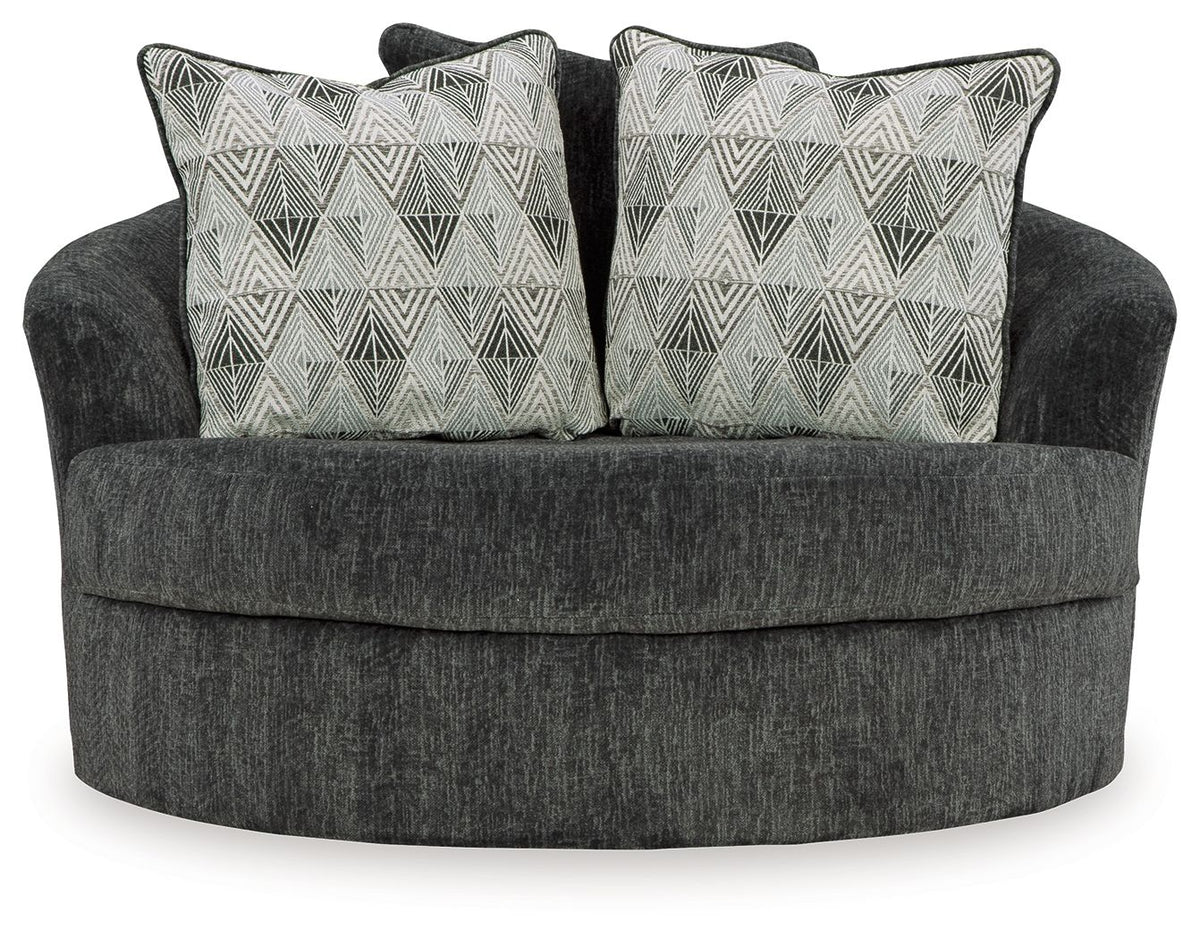 Biddeford - Oversized Swivel Accent Chair - Shadow
