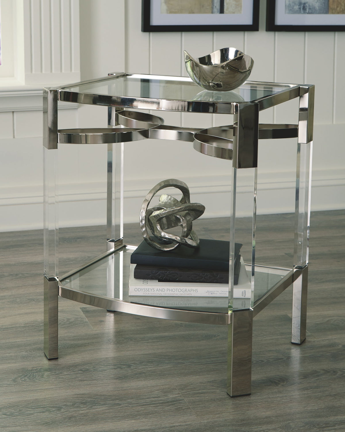 Chaseton - Accent Table - Clear / Silver Finish