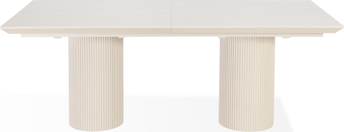 Crossroads 2.0 - Cannon Stone Top Double Pedestal Extension Dining Table With Wood Base - Ivory