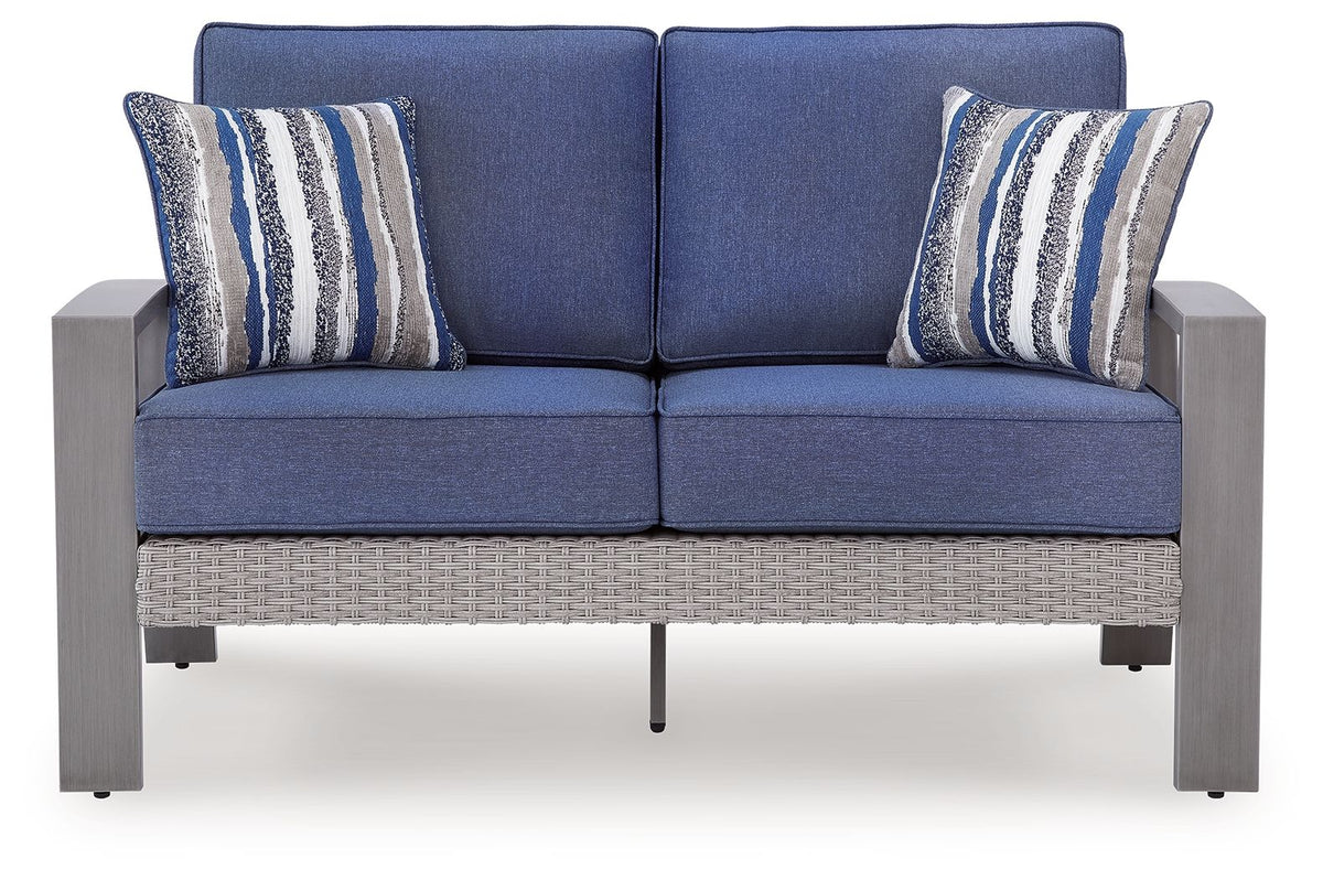 Half Moon Beach - Loveseat With Cushion - Blue / Gray