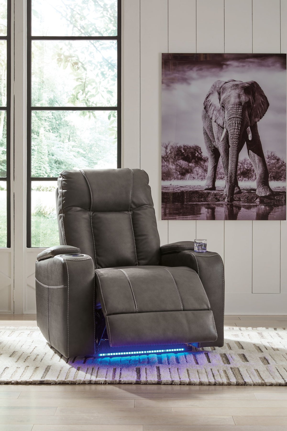 Feazada - Power Recliner With Adj Headrest - Shadow