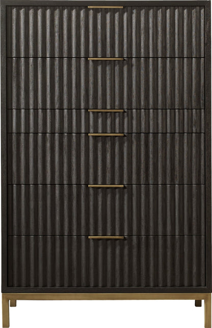 Kentfield - Solid Wood Six Drawer Chest - Black Drifted Oak (2024)