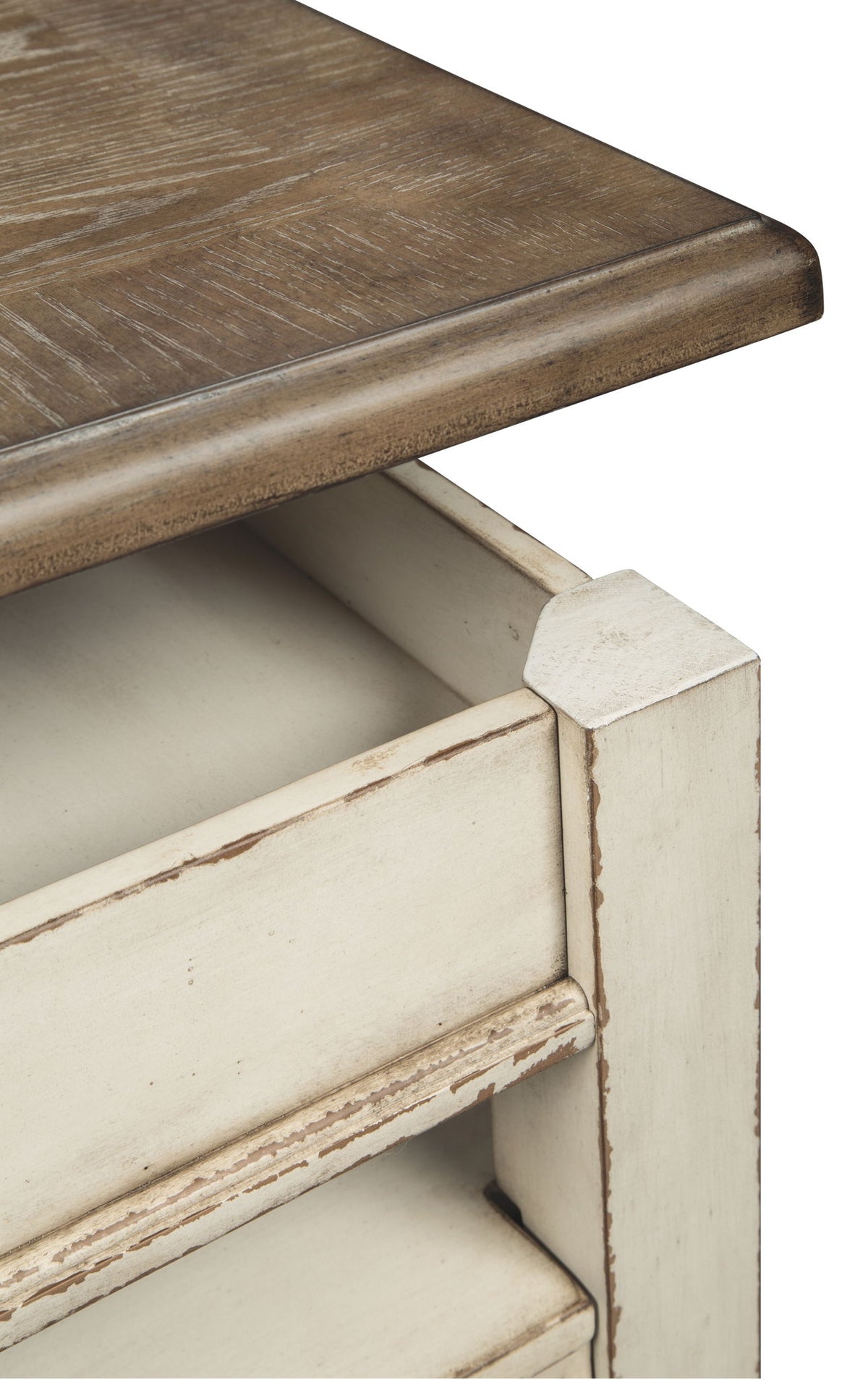 Realyn - Lift Top Cocktail Table - White / Brown