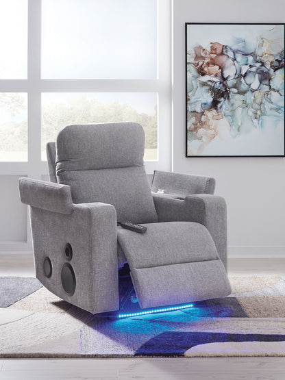 Pineland - Glider Power Recliner With Audio System - Pewter