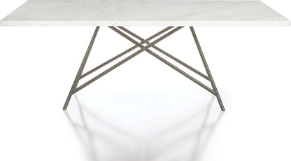 Coral - Marble Rectangular Dining Table - Carrara / Stainless Steel