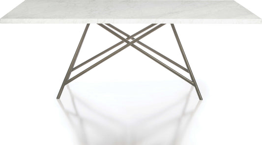 Coral - Marble Rectangular Dining Table - Carrara / Stainless Steel