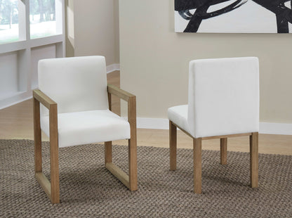 One - Modern Coastal Upholstered Dining Side Chair (Set of 2) - White Pearl And Bisque