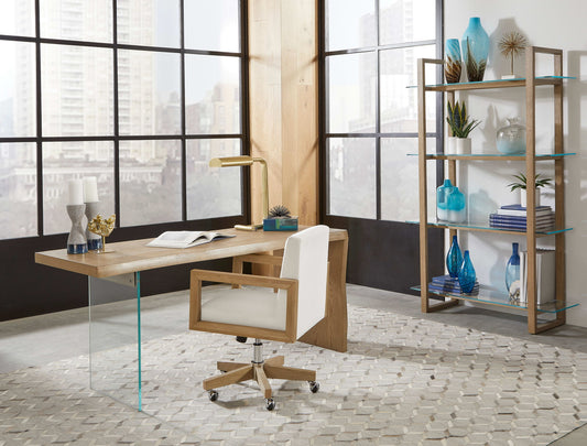 One - Modern Coastal Writing Desk - White Oak And Glass