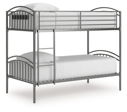 Lanceburg - 3 Pc. - Twin Over Twin Bunk Bed And 2 Mattresses - Gray