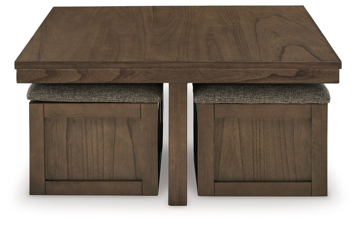Boardernest - Cocktail Table With 4 Stools (Set of 5) - Brown