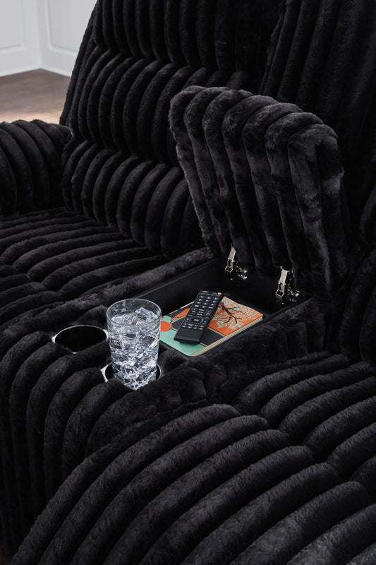Rhine Falls - Double Reclining Power Loveseat With Console - Onyx