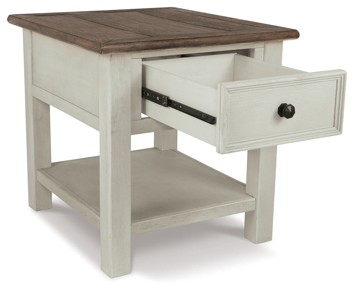 Bolanburg - Rectangular End Table - White / Brown / Beige