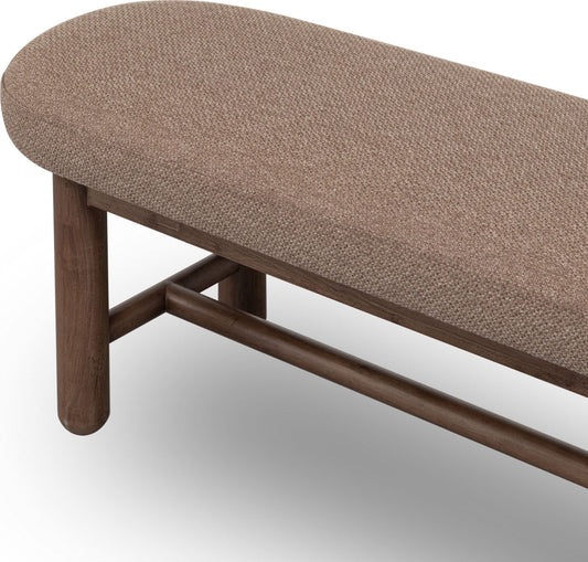Astor - Oval Upholstered Bench - Wheat Bread / Claystone