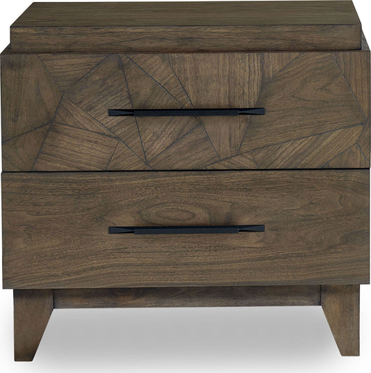 Broderick - Two-Drawer Nightstand - Wild Oats Brown