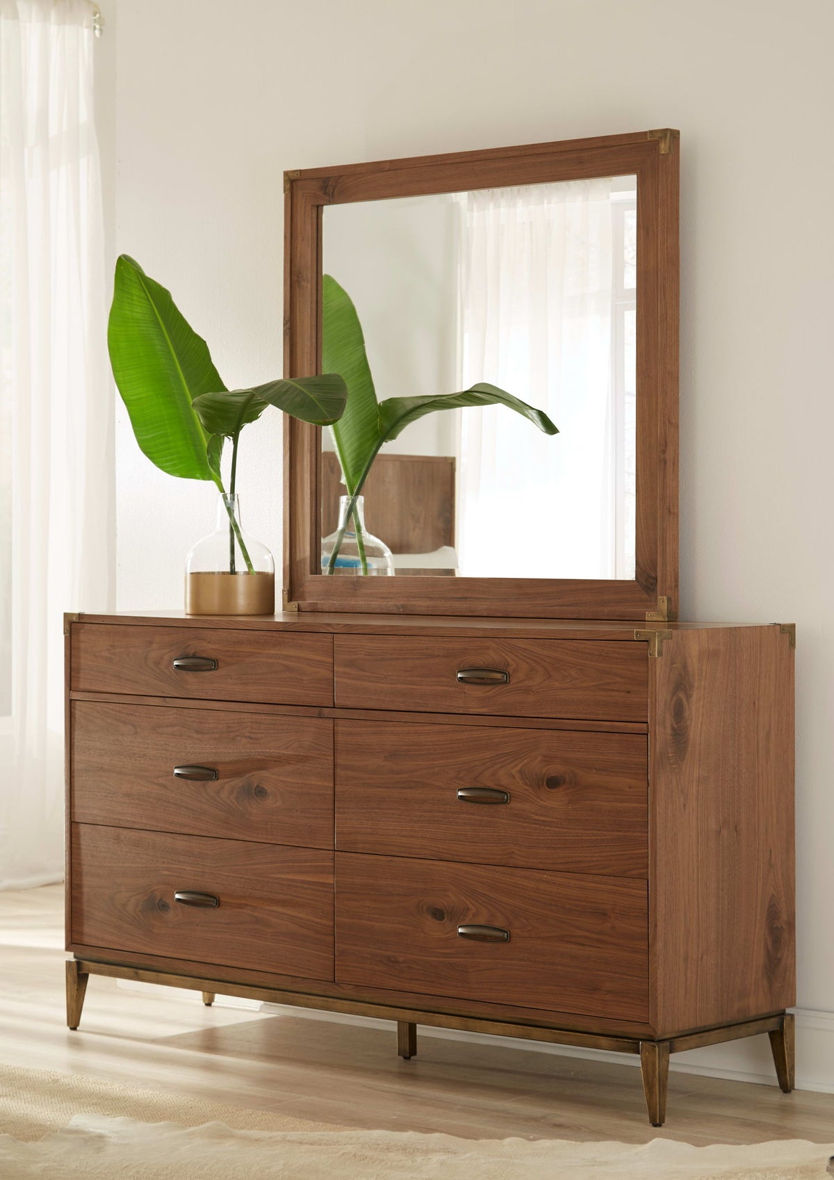 Adler - Beveled Glass Mirror - Natural Walnut