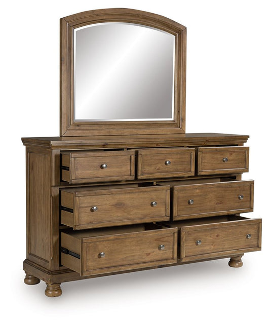 Feddinger - Dresser And Mirror - Medium Brown