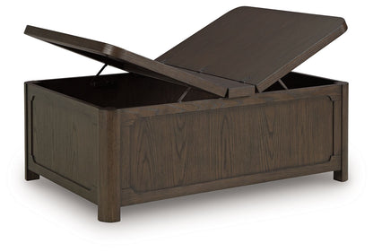 Breckington - Cocktail Table With Storage - Dark Brown
