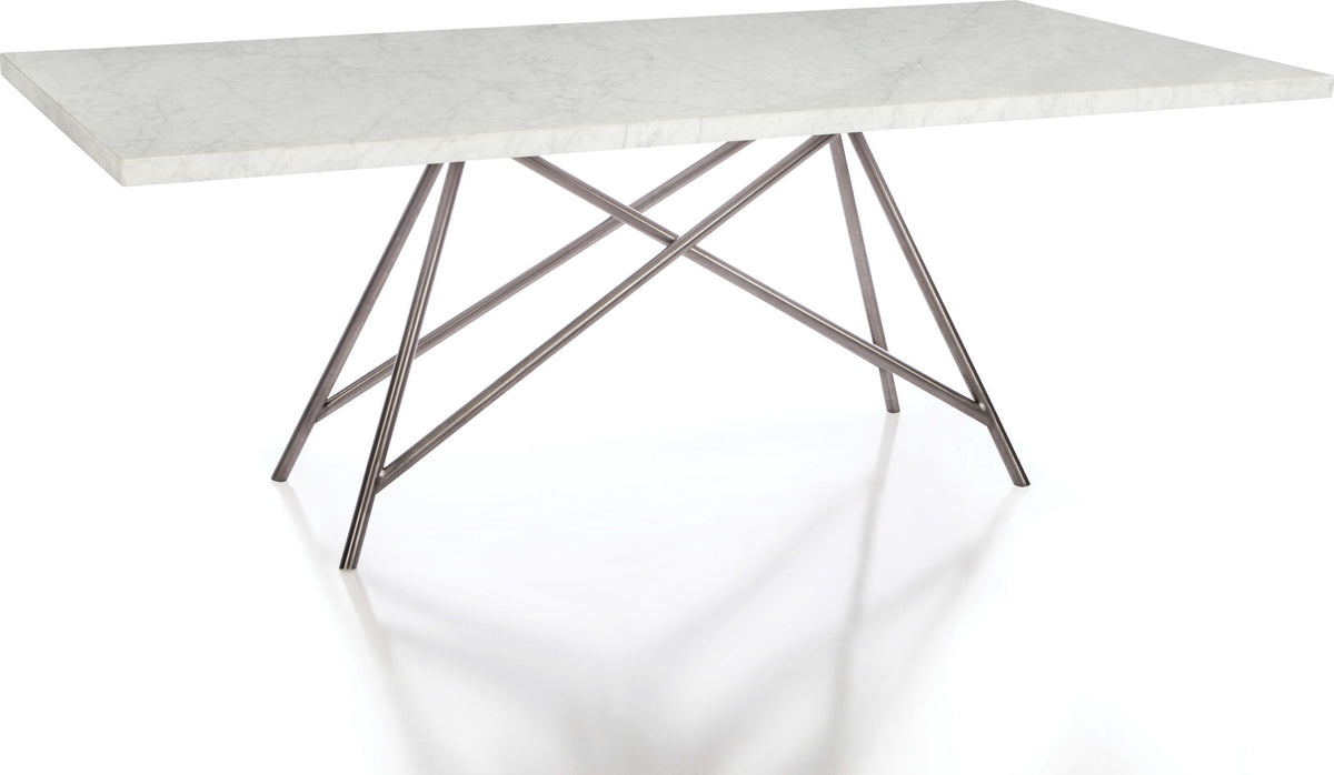 Coral - Marble Rectangular Dining Table - Carrara / Stainless Steel