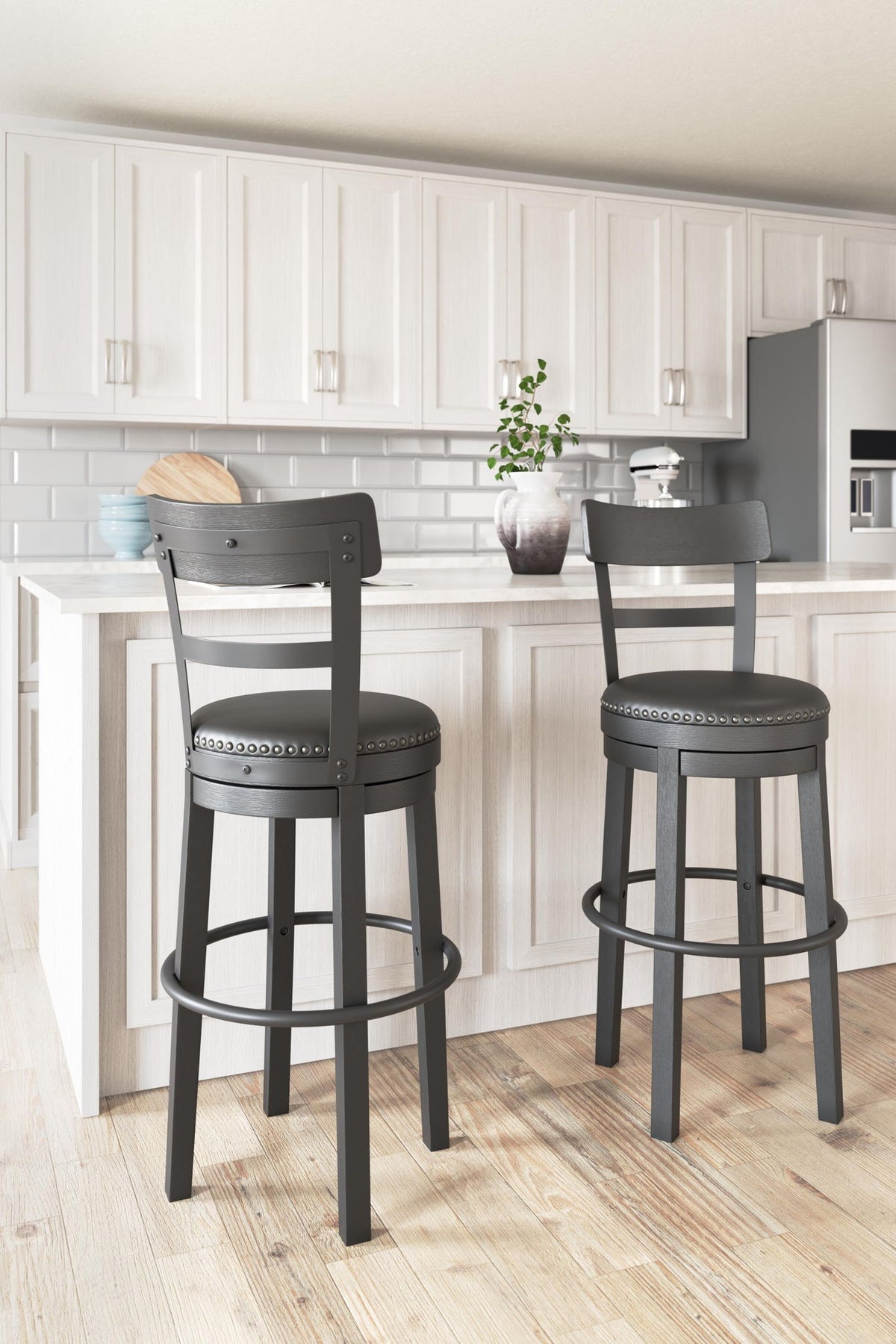 Valebeck - Tall Upholstered Swivel Barstool