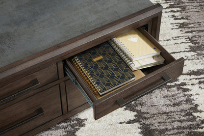 Kallenny - Square Cocktail Table - Brown / Gray