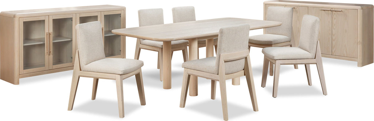 Liv - Solid Wood Dining Chair (Set of 2) - White Sand And Natural Linen