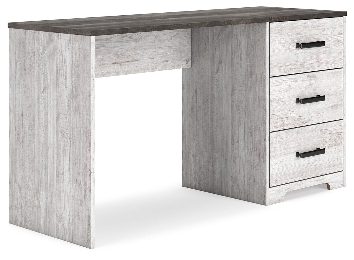 Shawburn - Home Office Desk - White / Dark Charcoal Gray