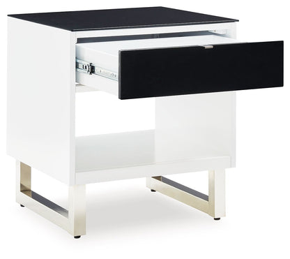 Gardoni - Rectangular End Table - White / Black