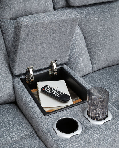Studio Cave - Power Reclining Loveseat with Console - Steel