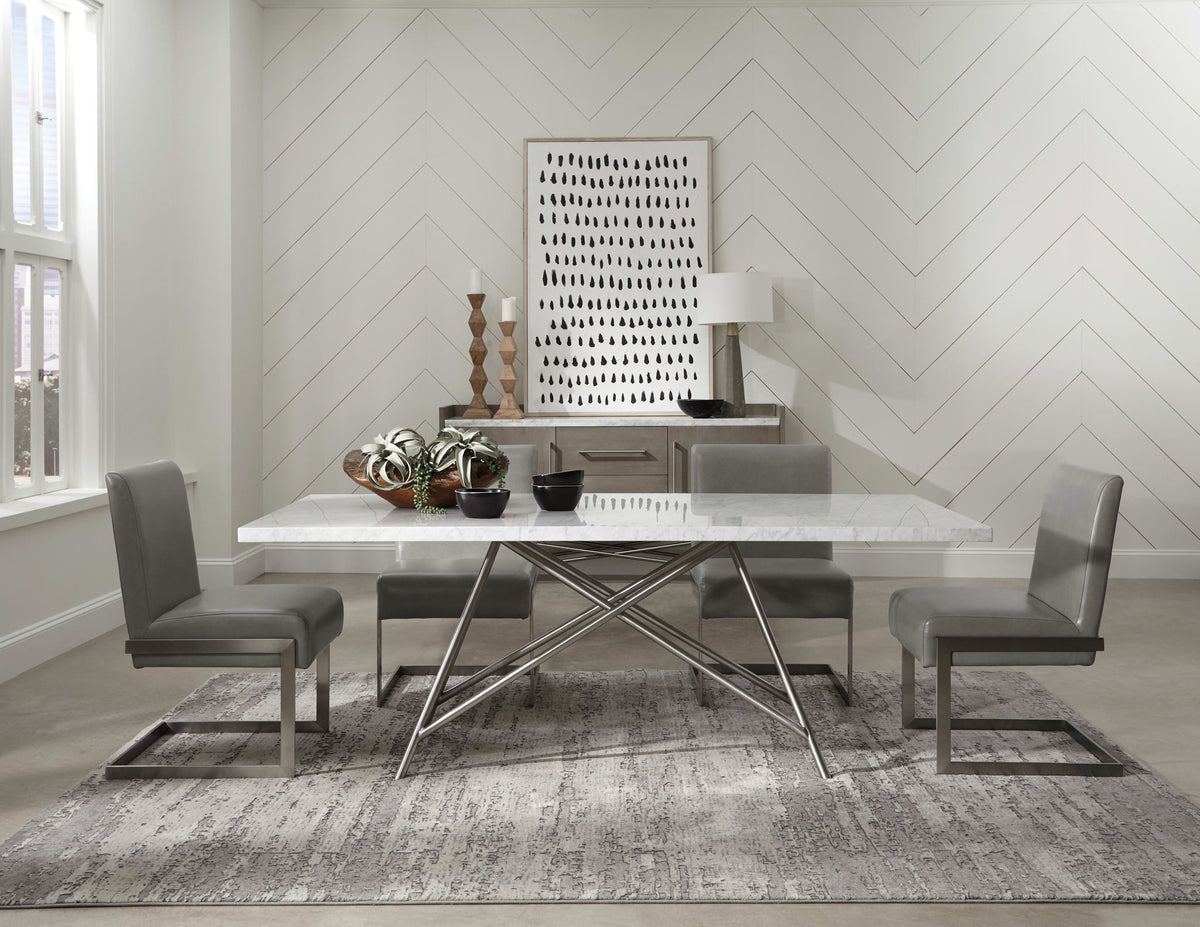 Coral - Synthetic Leather Upholstered Dining Chair (Set of 2) - Carrara / Stainless Steel