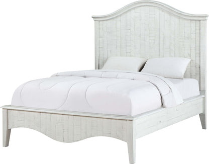 Ella - Solid California King Wood Crown Bed - White Wash