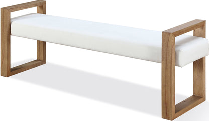 One - Modern Coastal Sled Leg Upholstered Dining Bench - White Pearl And Bisque