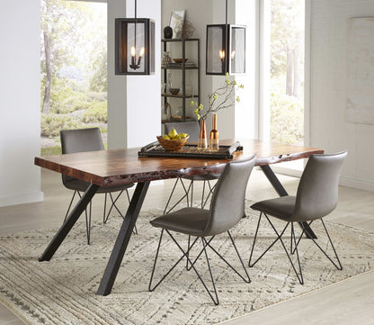 Reese - Live Edge Solid Wood Metal Leg Dining Table - Natural Acacia
